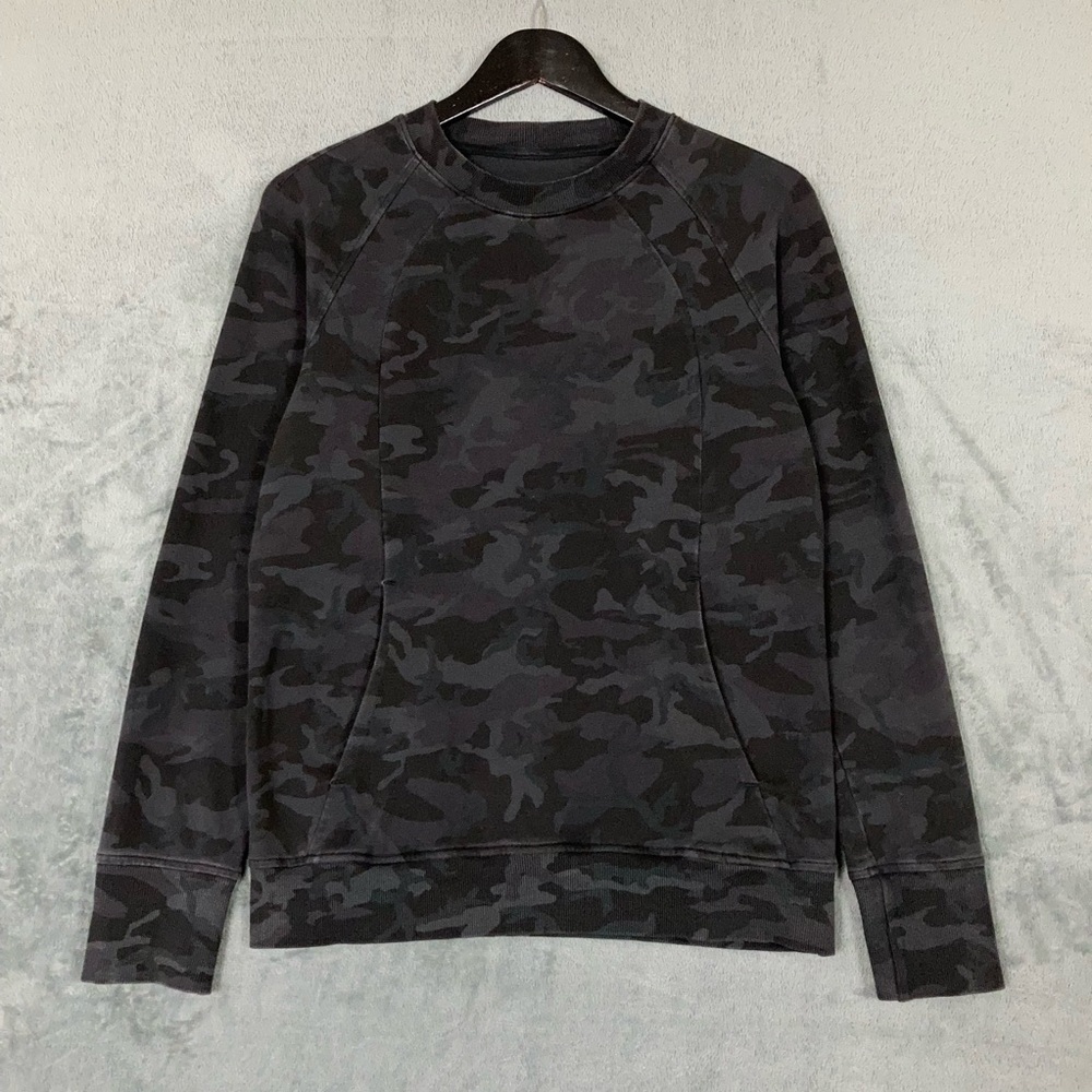 Lululemon Scuba Crew Neck Sweatshirt Size 6 Gray Incognito Camo Pullover Stretch